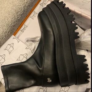 Naked Wolfe Sassy Black Stretch Platform Boots